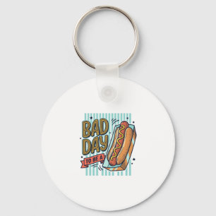 Bad Day Hot Dog Retro Vector Shirt Design_1 Key Ring