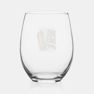 Bad Day Hot Dog Retro Vector Shirt Design_1 Stemless Wine Glass