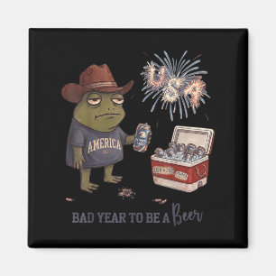 Bad Day To Be A Beer Funny Patriotic Frog Cowboy Magnet