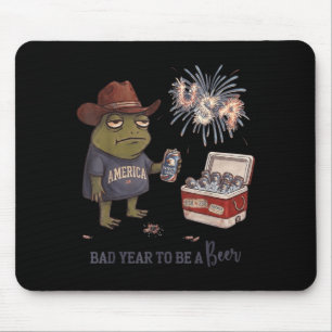 Bad Day To Be A Beer Funny Patriotic Frog Cowboy Mouse Pad