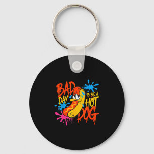 Bad day to be a hot dog bbq grilling 4th of july key ring