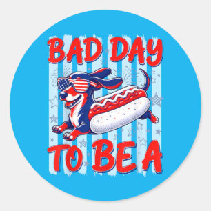 Bad Day To Be A Hot Dog Funny 4th Of July Classic Round Sticker