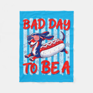 Bad Day To Be A Hot Dog Funny 4th Of July Fleece Blanket