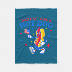 Bad day to be a hot dog funny bbq grilling 4th of fleece blanket