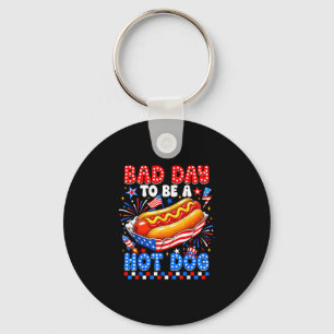 Bad day to be a hot dog funny bbq grilling 4th of key ring