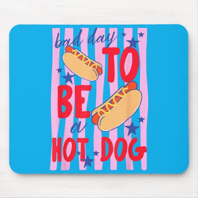 Bad Day To Be A Hot Dog Funny Grilling Bbq Mouse Pad (Front)