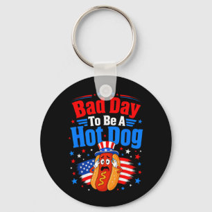 Bad Day To Be A Hot Dog Funny Patriotic Bbq Food Key Ring