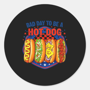 Bad day to be a hot dog - hot dog lover fast food classic round sticker
