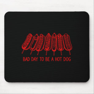 Bad day to be a hot dog - hot dog lover fast food mouse pad