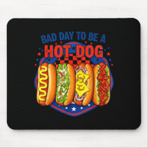 Bad day to be a hot dog - hot dog lover fast food mouse pad