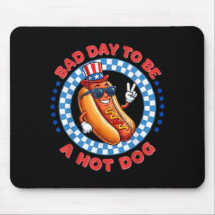 Bad day to be a hot dog independence day funny 4th mouse pad