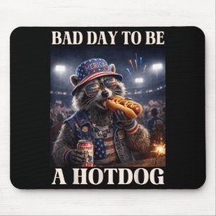Bad Day to Be A Hot Dog Patriotic Racoon Eating Mouse Pad