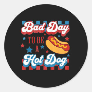 Bad Day To Be A Hot Dog Retro 4th Of July Classic Round Sticker
