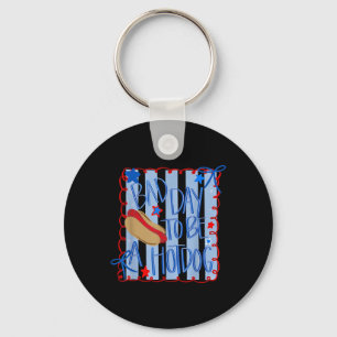Bad Day To Be A Hotdog 4th Of July Coquette Bow  Key Ring