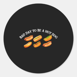 Bad day to be a hotdog funny retro hotdog classic round sticker