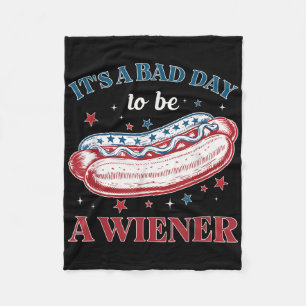 Bad Days Hotdog Wiener 4th July Patriotic Independ Fleece Blanket