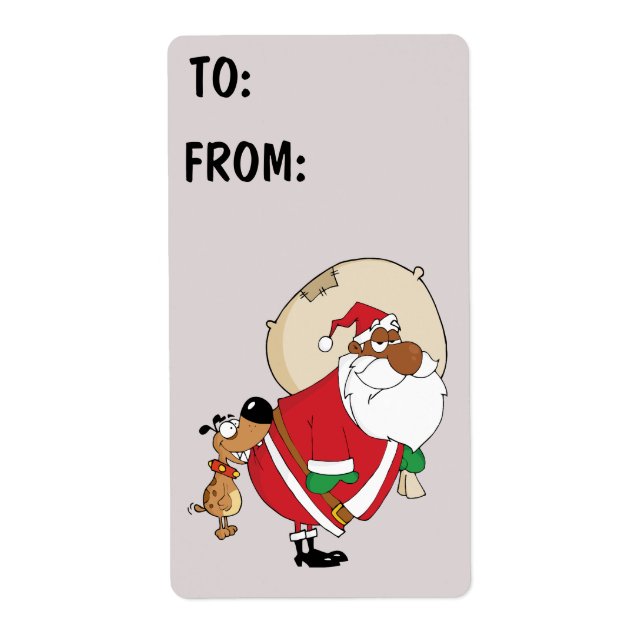 Bad Dog Bites Black Santa Gift Label (Front)