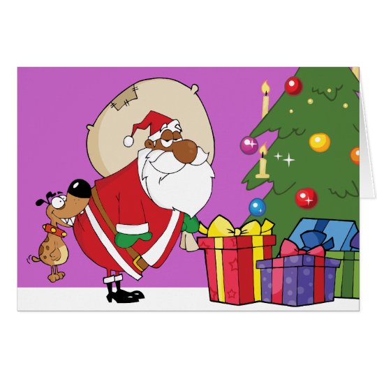 Bad Dog Bites Black Santa on the Butt Card