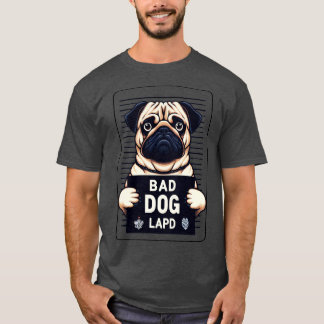 Bad Dog Pug Mugshot T-Shirt