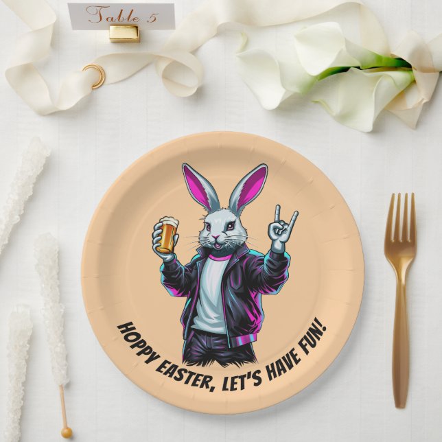 Bad Easter Bunny! Hoppy Easter, Let’s Have Fun! Paper Plate (Wedding)
