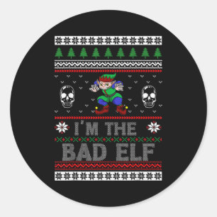 Bad Elf Ugly Christmas For Elves Lover Classic Round Sticker