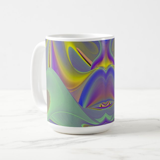 Bad Face , Abstract 3D Rainbow Art Coffee Mug (Front Left)