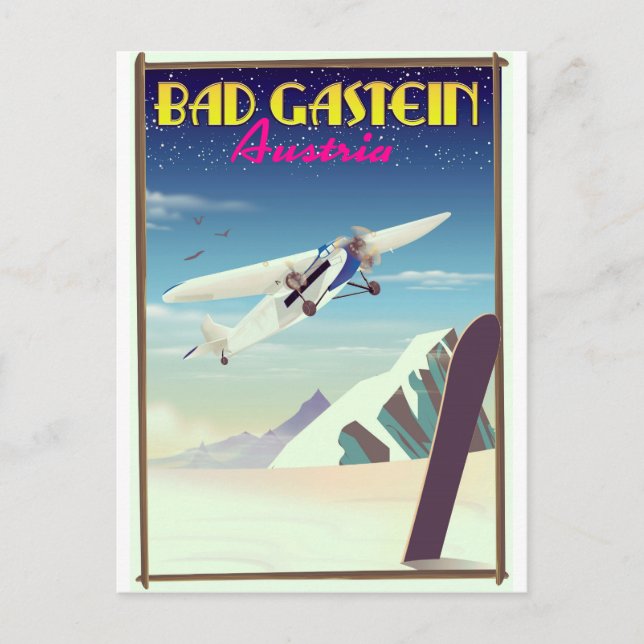 Bad Gastein Austria Snowboarding poster Postcard (Front)