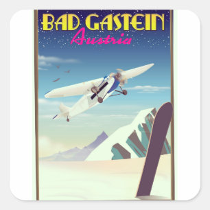 Bad Gastein Austria Snowboarding poster Square Sticker