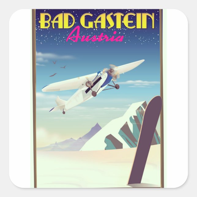 Bad Gastein Austria Snowboarding poster Square Sticker (Front)