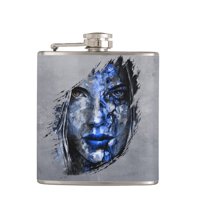 Bad Girl rustic Grey Hip Flask (Front)
