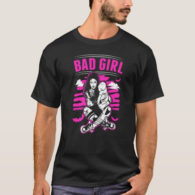 Bad Girls No Angel Rebellious Bad Attitude Naughty T-Shirt (Front)