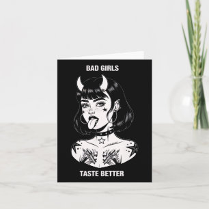 Bad Girls Taste Better Tattoo Devil Halloween Men  Card