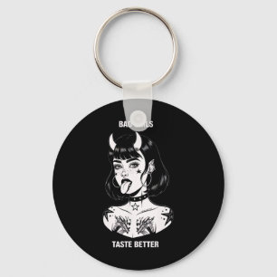 Bad Girls Taste Better Tattoo Devil Halloween Men Key Ring