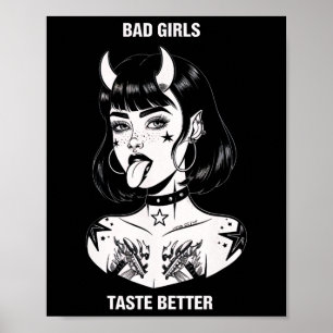 Bad Girls Taste Better Tattoo Devil Halloween Men  Poster