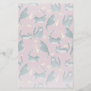 Bad Grey Tabby Cats Knocking Stuff Over  Stationery