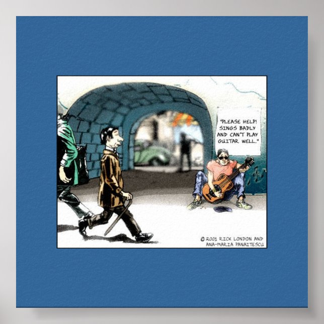 "Bad Guitarist" Funny Cartoon Collectable Poster (Front)