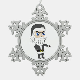 bad guy santa claus snowflake pewter christmas ornament
