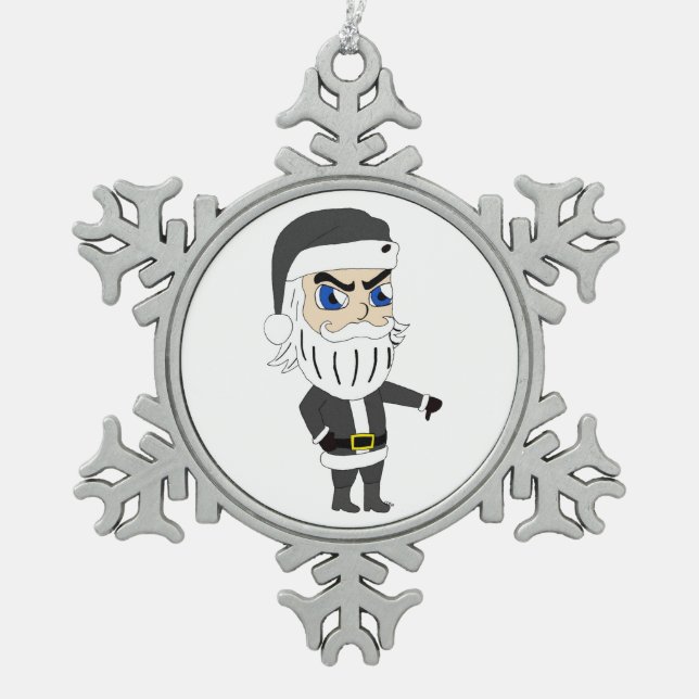 bad guy santa claus   snowflake pewter christmas ornament (Front)