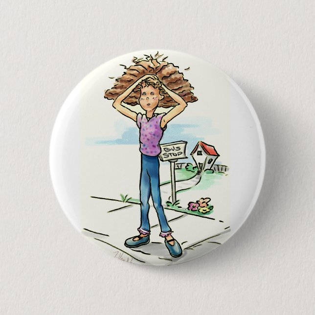 Bad Hair Day 6 Cm Round Badge (Front)