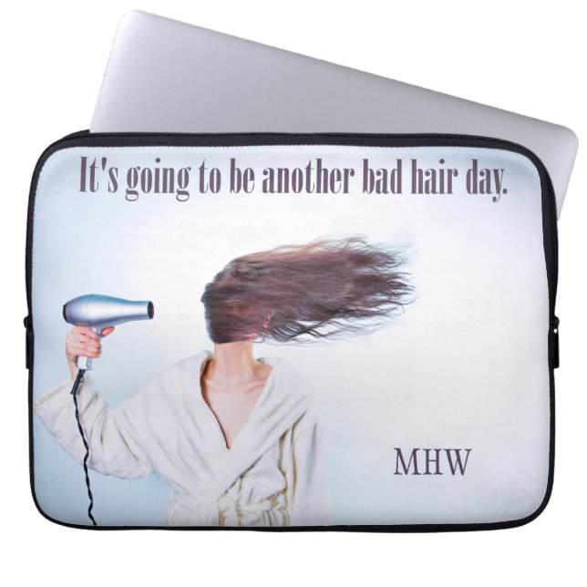 Bad Hair Day custom monogram laptop sleeves (Front)