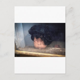 Bad Hair Day Vintage Doll In Window With Hair Postcard