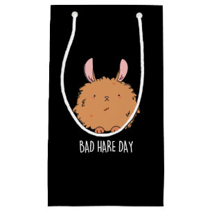 Bad Hare Day Funny Rabbit Pun Dark BG Small Gift Bag