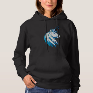 Bad Horse Unicorn With Chainsaw And Blue Flames Hoodie