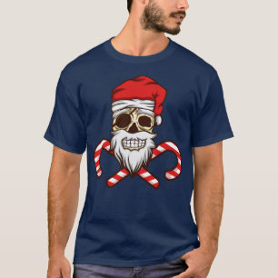 Bad Jolly Santa XMAS Pirate Skull T-Shirt