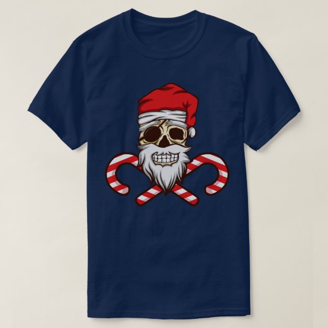 Bad Jolly Santa XMAS Pirate Skull T-Shirt (Design Front)