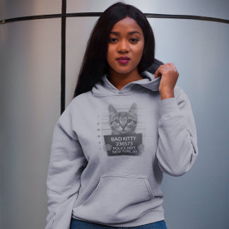 Bad Kitty NYPD Police Arrest Photo Funny Gift  Hoodie