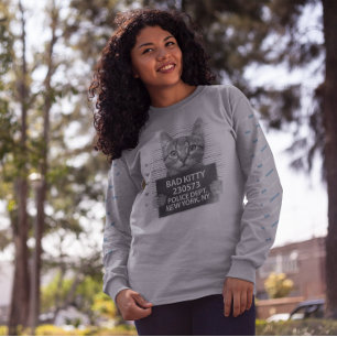Bad Kitty NYPD Police Arrest Photo Funny Gift Sweatshirt