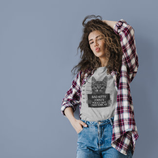Bad Kitty NYPD Police Arrest Photo Funny Gift T-Shirt