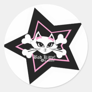 Bad Kitty Stickerz Classic Round Sticker