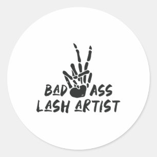 Bad Lash Artist Skelleton Hand Halloween Lash Arti Classic Round Sticker